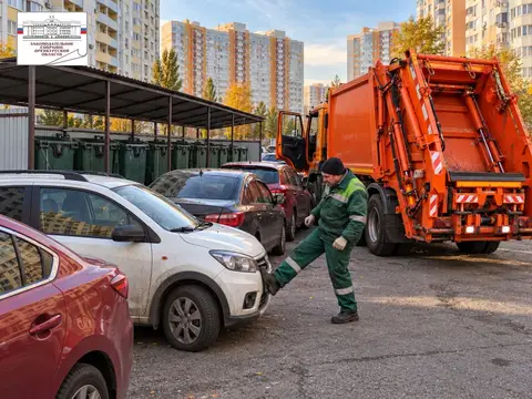 Водителям напомнили о штрафах за парковку на мусорных площадках