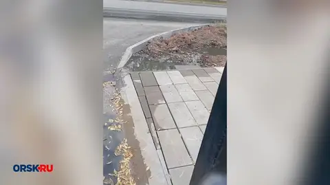 В Орске из колодца возле Центрального парка льётся вода и топит здание